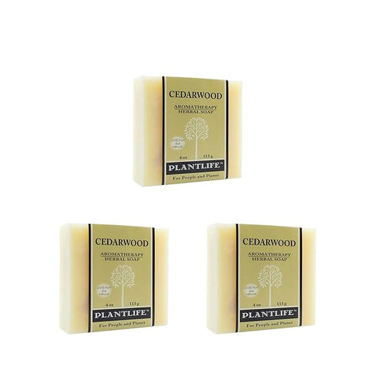 Plantlife Cedarwood 3-Pack Bar Soap - Moisturizing and Soothing Soap for Your Skin - Hand Crafted Using Plant-Based Ingredients - Made in California 4oz Bar