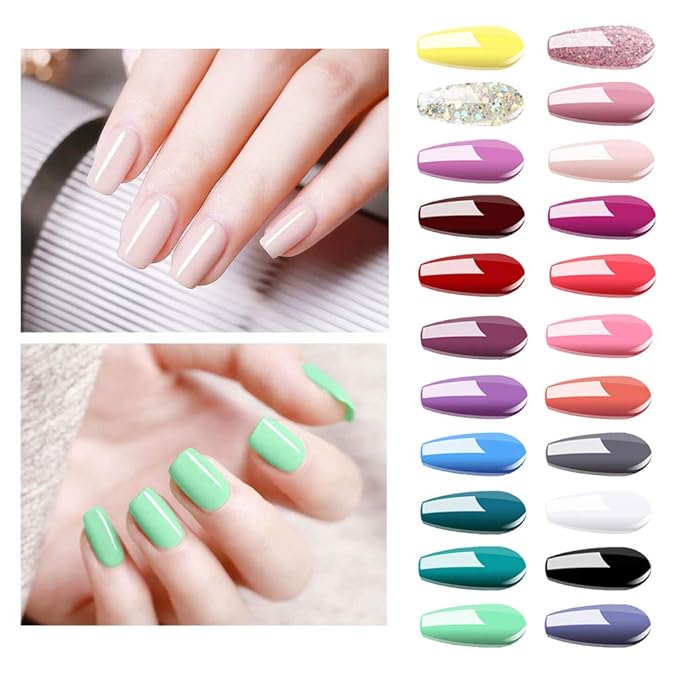 Vishine 24 PCS Soak Off UV Gel Nail Polish Plain Range - 22 Color Gel Polish & No Wipe Base and Top Coat Starter Set 02