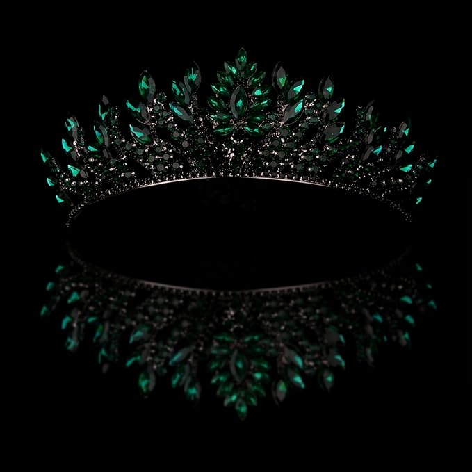 LIMELIA Women's Tiara for Henna Wedding Party|Glitter Hair Accessories for Bridal Birthday Pageant Prom Halloween Cos-play Christmas Party|Danver-Green