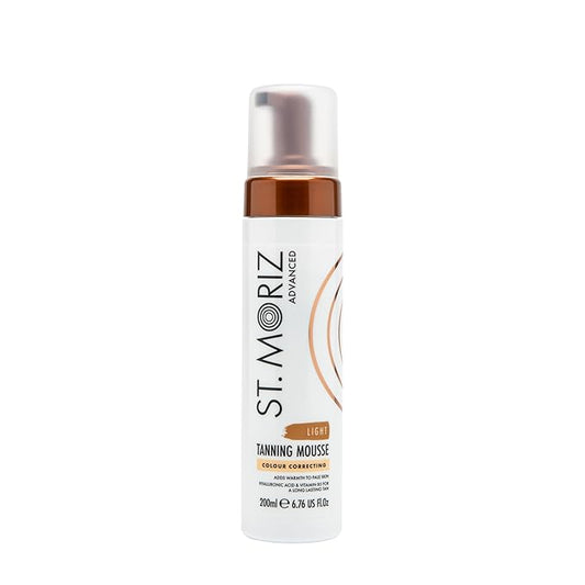 St Moriz Advanced Color Correcting Self Tanner Mousse in Light - Instant Self Tanning Foam for Face & Body - Adds Warmth to Fair Skin - With Hyaluronic Acid for a Natural Sunless Glow - 7.78 fl oz