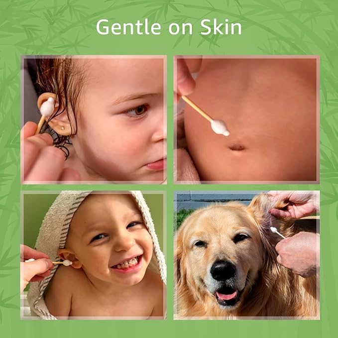 100% Bamboo Ear Swabs (500-Pack) - Safety Cotton Buds for Baby & Personal Care | Organic Cotton Swabs for Ears, Nose & More | FSC Certified & Hypoallergenic, Made for All Ages & Pets