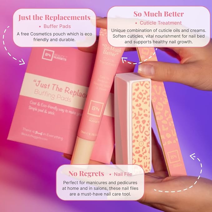 My Nails Are Perfect Nail Care Kit, Ultimate Shine 3 Way Nail Buffing Block, Cuticle Cream, Nail File and Replacement Buffer Pads (My Nails Are Perfect Nail Care Kit)