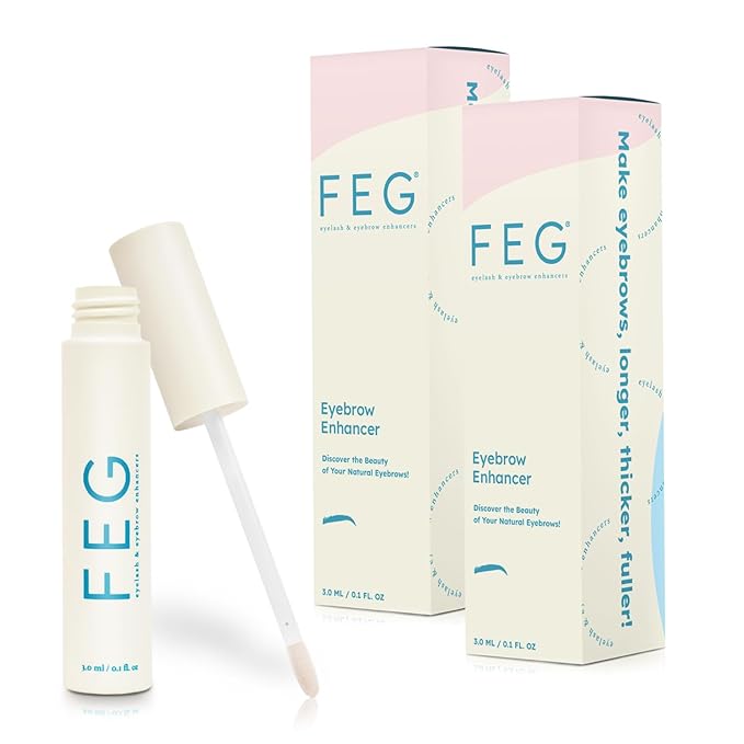 FEG Eyebrow Enhancer Growth Serum for Thicker Brows | Natural Brow Enhancing Serum for Growing and Thickening Eyebrows | Stimulates Natural Growth | 2-Pack of 3ml Tubes