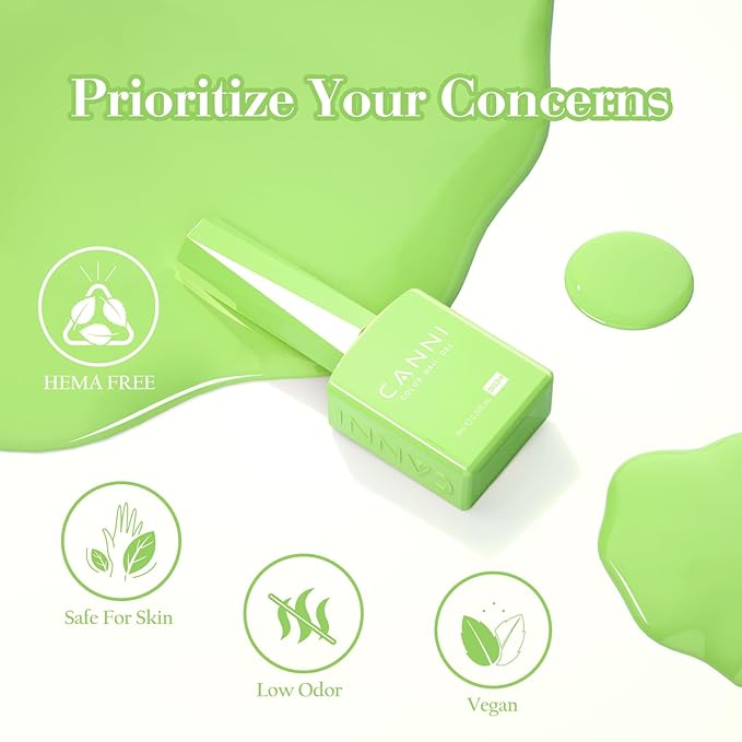 CANNI Gel Nail Polish Set, 6 Colors 9ML Nail Pink Blue Light Purple Green Ivory White Gel Nail Polish Soak Off Uv LED Lamp Nail Art Design Manicure Salon for Women