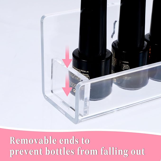 12 Pack Nail Polish Organizer Wall Rack Wall Mounted Shelf Acrylic Clear Nail Polish Shelves Wall Organizer Holder Display Nail Supplies for Nail Techs