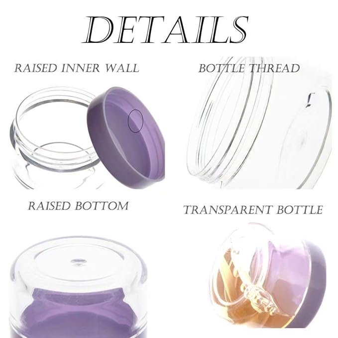 ZEJIA 5 Gram Sample Containers with Lids, Mini Makeup Containers, Empty Plastic Travel Cosmetic Containers with Labels(100 Count, Purple Lid)