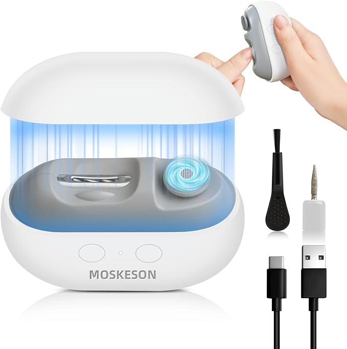 Electric Nail Clipper: 3-in-1 Automatic Fingernail Trimmer, Polisher & Clip Storage with LED Light, USB Rechargeable & 2 Speed Gears Automatic Safety Nails Cutter for Baby Kids Adult Seniors (White)