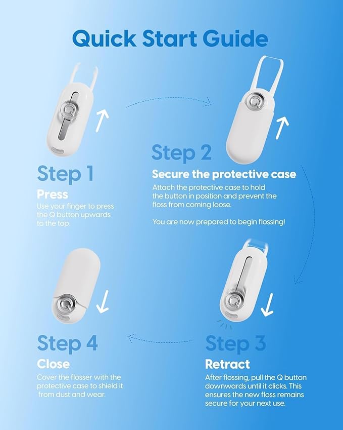 C1S Reusable Flosser Set, Auto-Restringing Flosser with Replaceable Floss Capsule, Multi-Hygiene, Portable Travel Floss, Recyclable Zero Waste, Unflavored(Sand Yellow)