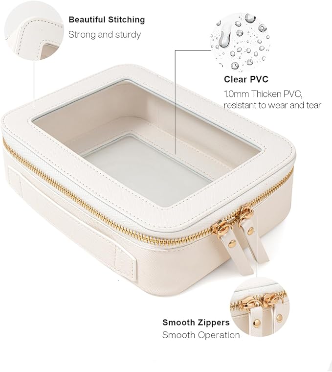 Clear Makeup Bag, Small Makeup Bag TSA Approved Toiletry Bag Cosmetic Travel Bag Cute Makeup Bag Organizer Makeup Case Pouch Car Essentials for Women Men