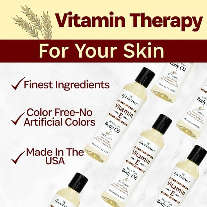 Cococare Natural Vitamin E Antioxidant Body Oil - Vitamin Therapy for All Skin Types - 8.5 fl oz