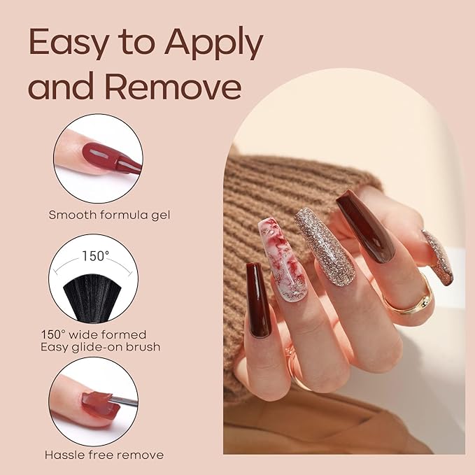 modelones Gel Nail Polish Kit -6 Colors Nude Pink Gel Polish Set Skin Tones Neutral Brown Soak Off Gel Nail Kit Manicure DIY Nail Art Salon Home Gift