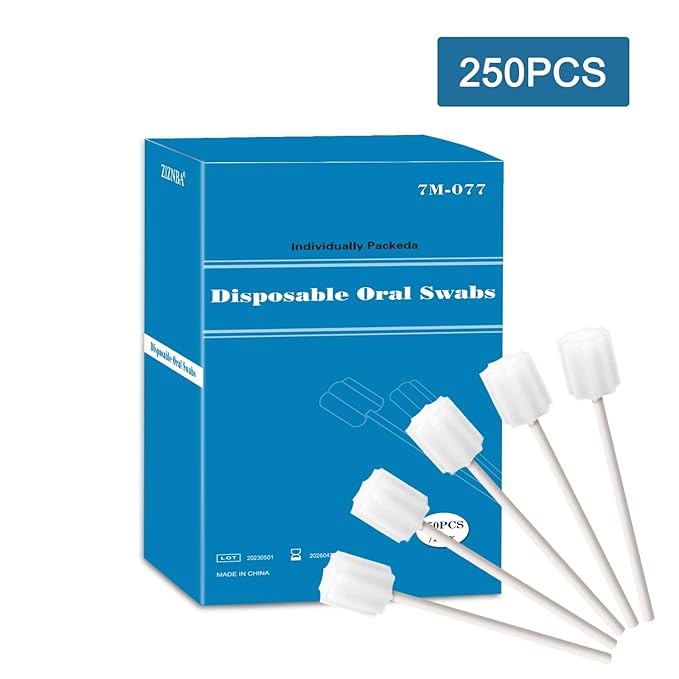 Disposable Mouth Swabs Sponge - Unflavored & Sterile Oral Swabs Dental Swabsticks for Mouth Cleaning (WHITE-250PCS)