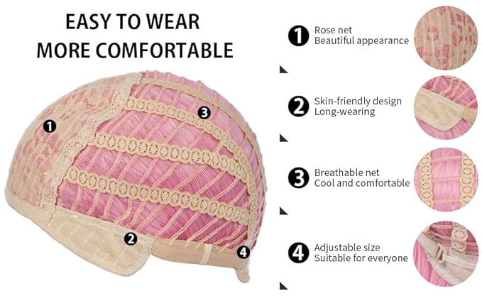 BERON Pink Wigs Long Wavy Wig for Women Natural Curly Pink Colorful Heat Resistant Synthetic Hair Wigs for Cosplay Party Daily or Use