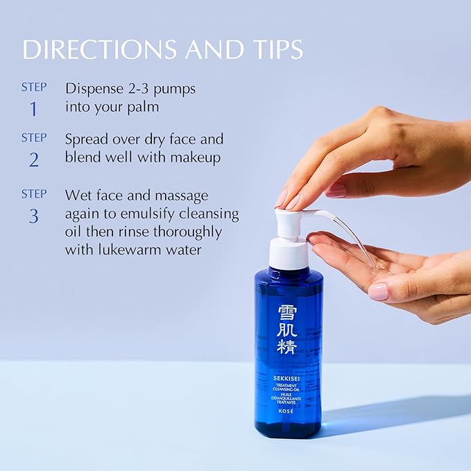 SEKKISEI Cleanse DUO Bundle, Treatment Cleansing Oil (5.4 oz) & Facial Cream Wash (4.5 oz) Face Cleanser kit