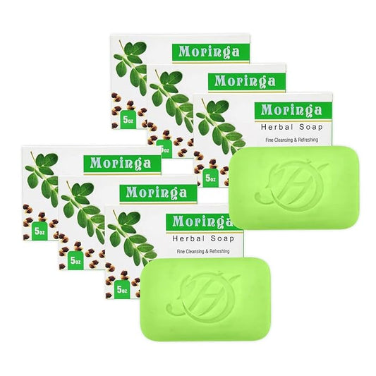 Moringa Herbal Soap | Pack of 6 of 5oz soap Bar | Ideal for Men and Women, Soothing and Nourishing Soap for Moisturization