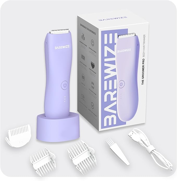 Bikini Trimmer for Women, Legs & Pubic Hair Trimmer | Waterproof, Type-C Rechargeable, LED Light, Replaceable Blade, Electric Razors for Women, Womens Body Shaver (Lilac Purple)