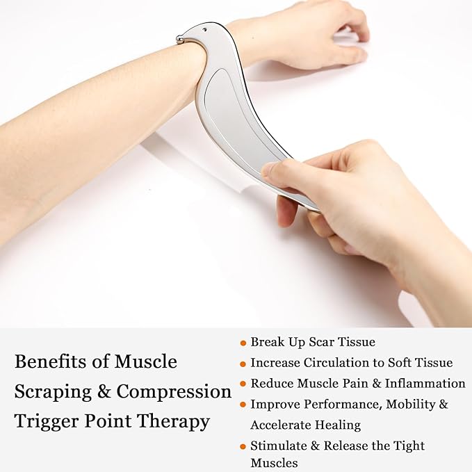 JWCASA Muscle Scraper Scar Tissue Massage Tools Foot, Neck, Knee, Leg Back Massager IASTM Tool for Physical Therapy & Plantar Fasciitis with 3 Pieces Set 18