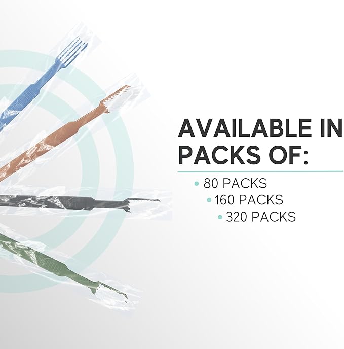 40 Prepasted Disposable Toothbrushes Individually Wrapped - Single Use Pre Pasted Disposable Toothbrushes with Toothpaste Built In - Waterless Toothbrush for Travel, Airbnb Guests, Hotel, & Camping