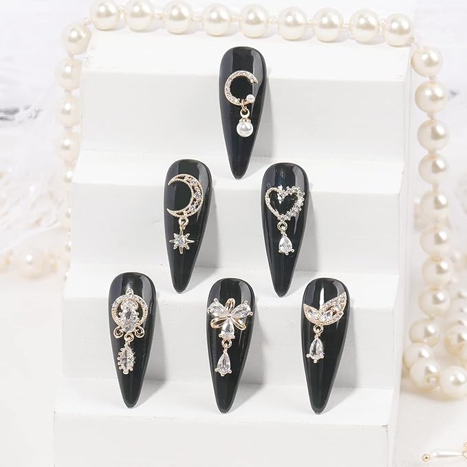 24Pcs Gold Nail Charms For Acrylic Nails Gems Rhinestones Shiny Nail Art Crystal Nail Art Charms Gems Jewelry Studs Nail Diamond Gold Rhinestone For Nails Gold Charms For Nails DIY Nail Art Decoration