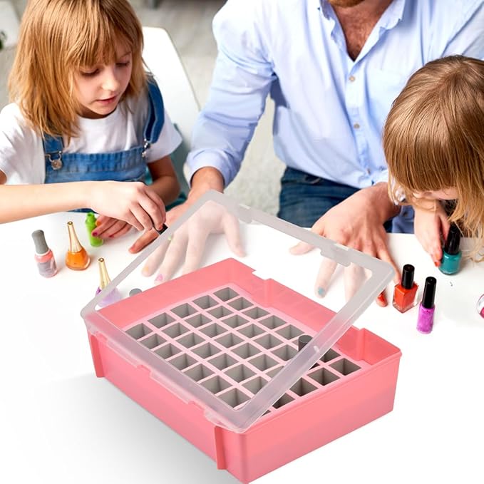 ALCYON Universal Nail Polish Holder & Organizer Contains 54 Bottles for Gellen, for Beetles, for Sally Hansen, for OPI, for Essie and Other Fingernail Polish (ONLY A CASE)-Pink