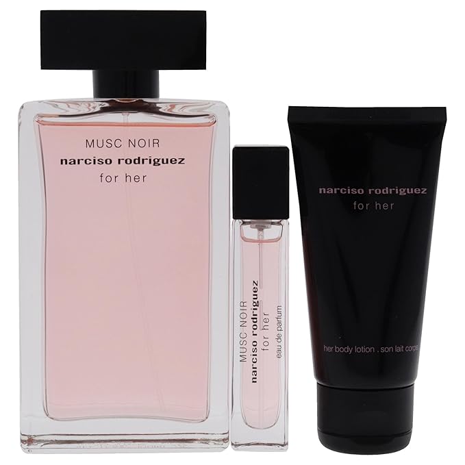 Narciso Rodriguez Musc Noir For Her 3.3oz EDP Spray, 0.33oz EDP Spray, 1.6oz Body Lotion Women 3 Pc Set