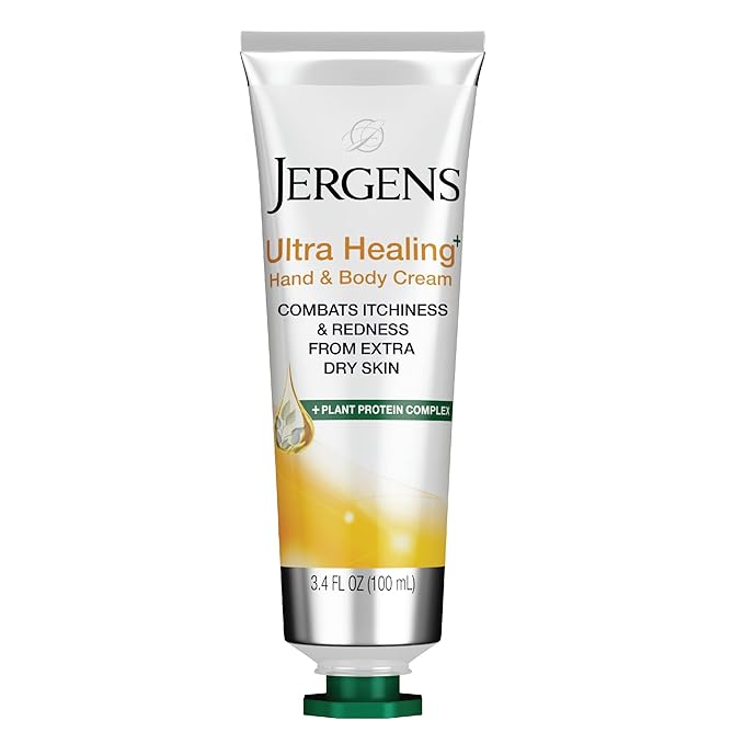 Jergens Ultra Healing Hand & Body Cream for Dry Skin, Formulated with Vitamins C, E & B5 plus Plant Protein Complex, for Extra Dry Skin Relief, 3.4 oz