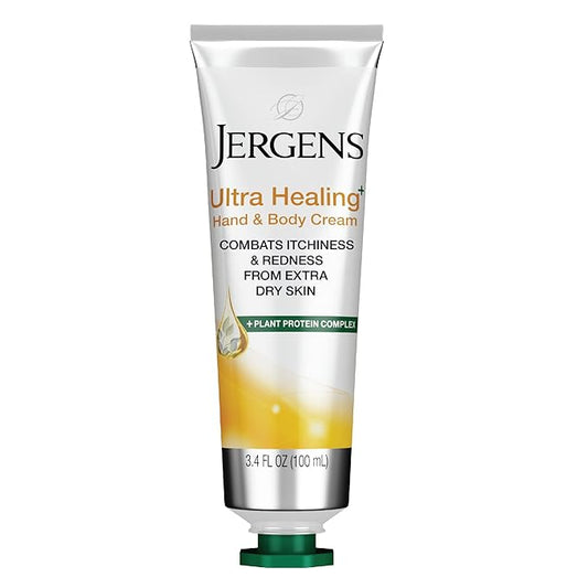 Jergens Ultra Healing Hand & Body Cream for Dry Skin, Formulated with Vitamins C, E & B5 plus Plant Protein Complex, for Extra Dry Skin Relief, 3.4 oz