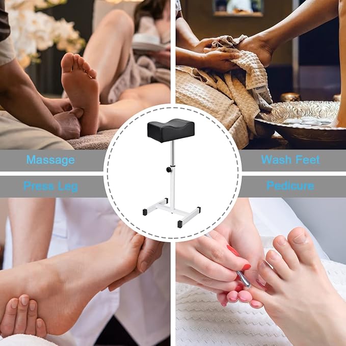 Pedicure Manicure Footrest, Adjustable Height with Soft Cushion Pedicure Stool Non-Slip, Pedicure Nail Equipment for Salon Spa Beauty,Black