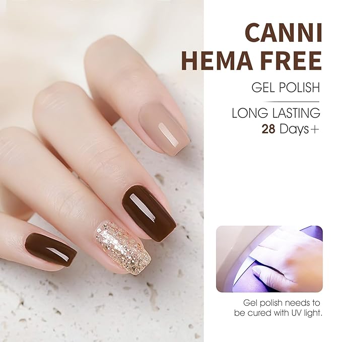 CANNI Gel Nail Polish Kit -6 Colors Nude Pink 9ML Gel Polish Set Skin Tones French Nail Neutral Brown Soak Off Gel Nail Kit Manicure DIY Manicure Salon DIY
