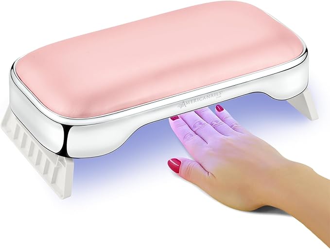 Americanails Cush'n Cure LED Nail Curing Lamp with Armrest, USB Type-C Power Input, Acetone-Resistant Finish, and Soft, Easy-to-Clean Armrest Cushion