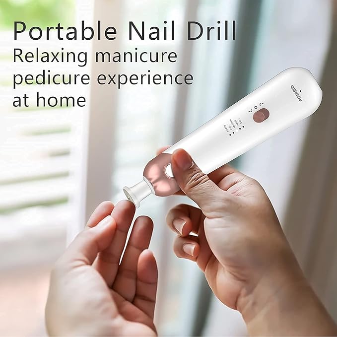 Professional Manicure Pedicure Kit, Electric Nail File Set, Cordless Electric Nail Drill Machine, 5 Speeds Hand Foot Care Tool for Nail Grind Trim Polish(White)