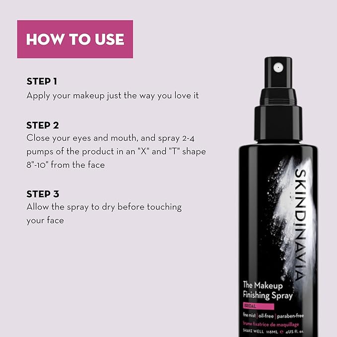 Skindinavia The Makeup Finishing Spray, Oil Control Makeup Setting Spray, All-Day Wear, Long-Lasting Up to 16+ Hours, Heat-Resistant & Waterproof, Fine Mist, 2.0 Oz