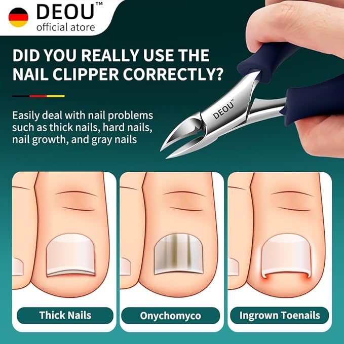 DEOU Professional Stainless Steel Podiatrist Nail Clippers, Heavy Duty Manicure Pliers for Thick Nails, Pedicure Toe Nail Clippers Tools for Men Women