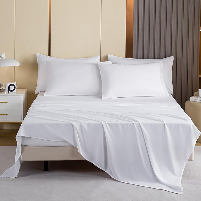 Lavisun Flat Sheets 2 Pack,Hotel Quality Flat Bed Sheets,Brushed Microfiber Bed Sheets, Bulk Sheets for Massage, Home, Dorm (White,King)