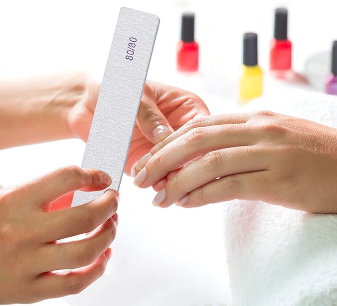 50 Count Rectangle Nail Files for Acrylic Nails, 80 Grit Coarse Nail File Reusable Emery Boards Manicure Tools