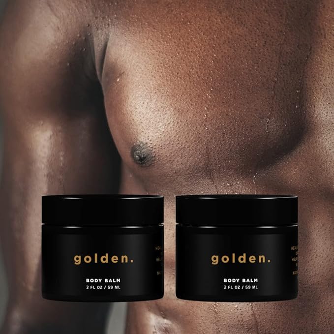 Golden Grooming Co. Men's Body Balm - Intense Repair Balm for Extra Dry Skin - Naturally Derived, Hydrating Formula - Suitable for All Skin Types with Coconut Oil & Mango Butter - Pack of 2