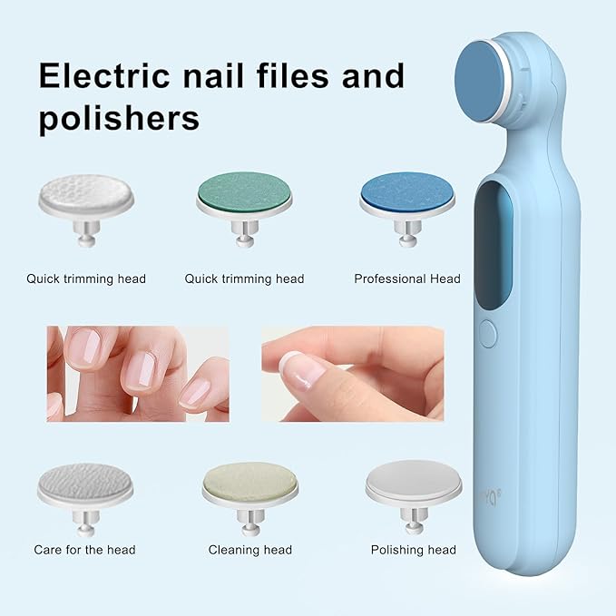 Electric Nail Trimmer, 6 in 1 Baby Nail Clippers, Safe & Easy Electric Portable Manicure Pedicure Tool for Baby Care Newborn Toddler Toes & Fingernails Nail Kit