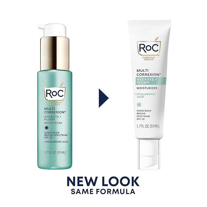 RoC Multi Correxion 1.5% Pure Hyaluronic Acid Anti Aging Daily Face Moisturizer with Broad Spectrum Sunscreen SPF 30 (1.7 oz) with Retinol Eye Cream Packette (Packaging May Vary)