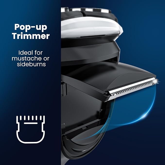 Electric Razor for Men, SweetLF Cordless 3D Rotary Shaver, Waterproof Wet & Dry, Type C Charging, Plug & Play, Rechargeable with Pop-up Trimmer, (Includes 3 Extra Blades), Black