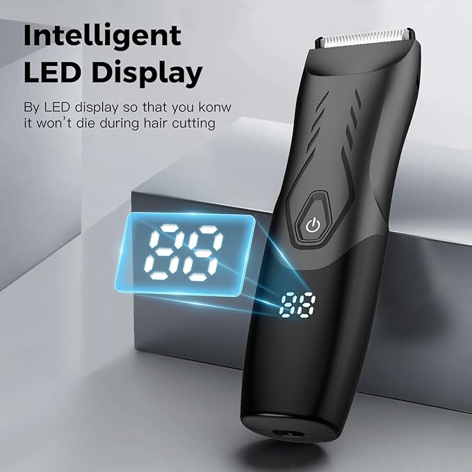 Men Hair Removal Shavers,Waterproof Public Hair Groomers,Manscape Cordless Ball Trimmer, Male Painless Wet Dry Hygiene Razor with Standing Charging Dock SMT110 Black