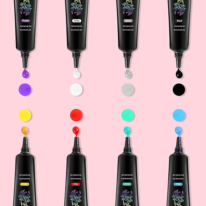 Biutee Nail Stamping Plates Set - 12pcs Templates, 8 Colors, Stamper, Scraper, Storage Bag - Animal & Flower Design Nail Art Plates