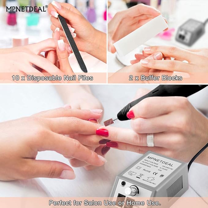 Electric Nail Drill Machine Manicure Pedicure Kit Electric Nail Art File by MPNETDEAL (Gray SetA)