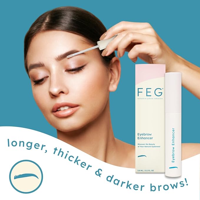 FEG Eyebrow Enhancer Growth Serum for Thicker Brows | Natural Brow Enhancing Serum for Growing and Thickening Eyebrows | Stimulates Natural Growth | 3-Pack of 3ml Tubes