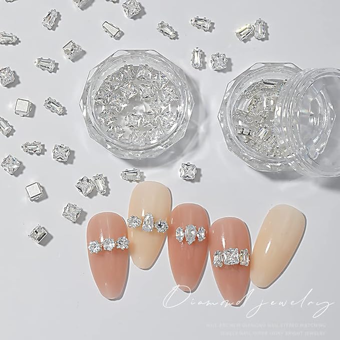 Silver Nail Charms Nail Art Zircon Metal Gem Sparkle Crystal Jewelry Diamonds for Nail Art Decorative Horse Eyes Water Drop Accessories Mini Flatback Nail Rhinestones Accessories