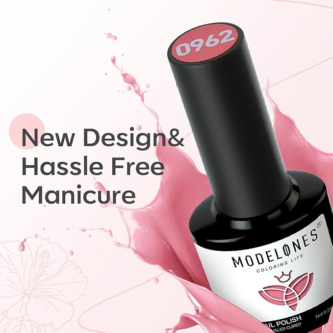 modelones Gel Nail Polish Set - 6 Colors Nude Pink Milky White Gel Polish Set Light Neutral Pink Nail Polish Barely Pink Soak Off LED Starter Kit Popular Nail Art DIY Manicure Gifts