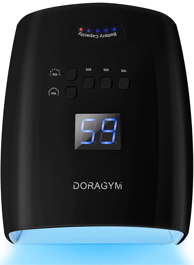 Rechargeable 66W UV LED Nail Lamp for Gel Nail, Professional Led Nail Light for Gel Nails, Cordless Gel Nail Light, Portable Curing Gel Polish Nail Dryer for Home and Salon (Black)