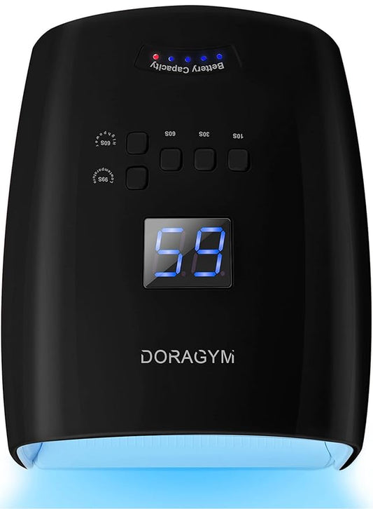 Rechargeable 66W UV LED Nail Lamp for Gel Nail, Professional Led Nail Light for Gel Nails, Cordless Gel Nail Light, Portable Curing Gel Polish Nail Dryer for Home and Salon (Black)