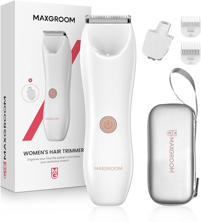Bikini Trimmer for Women, Maxgroom Electric Razors for Women, Wet/Dry Pubic Hair Trimmer, Ceramic Blades for Intimate Grooming & DIY Styling, Women's Hygiene Shaver