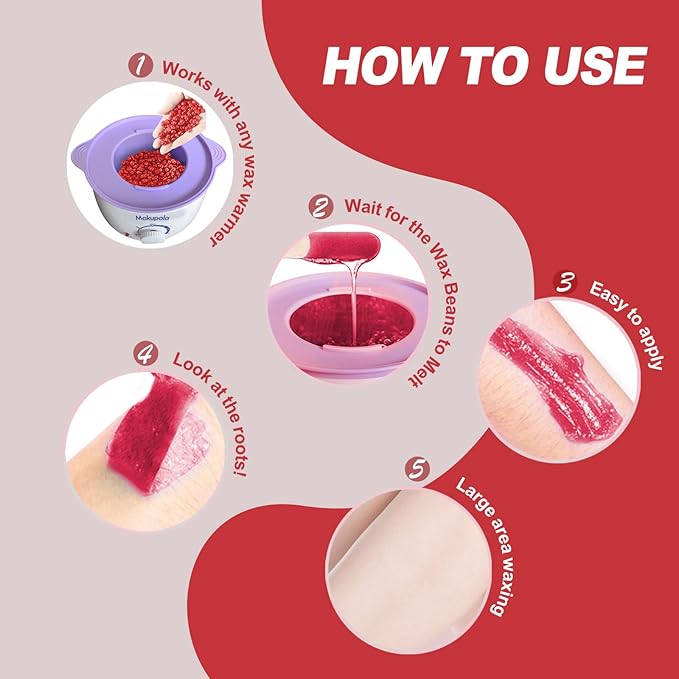 1lb Hard Wax Beads for Sensitive Skin Coarse Hair Removal, No Rosin Wax Beads for Brazilian Waxing, Full Body, Bikini, Underarms, Back, Legs, Face, Back, Unscented Wax Beans for Women Men Home