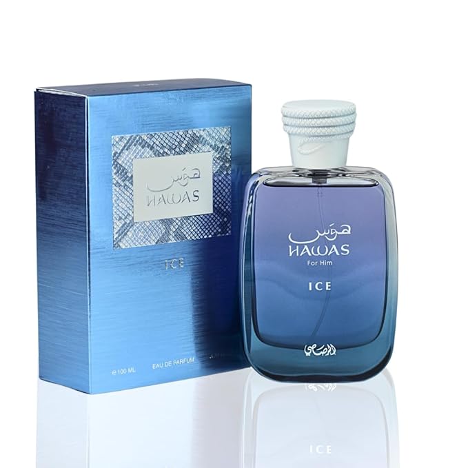RASASI Hawas Ice for Men Eau de Parfum, 100ml(3.4 Oz), Premium Arabian Fragrance